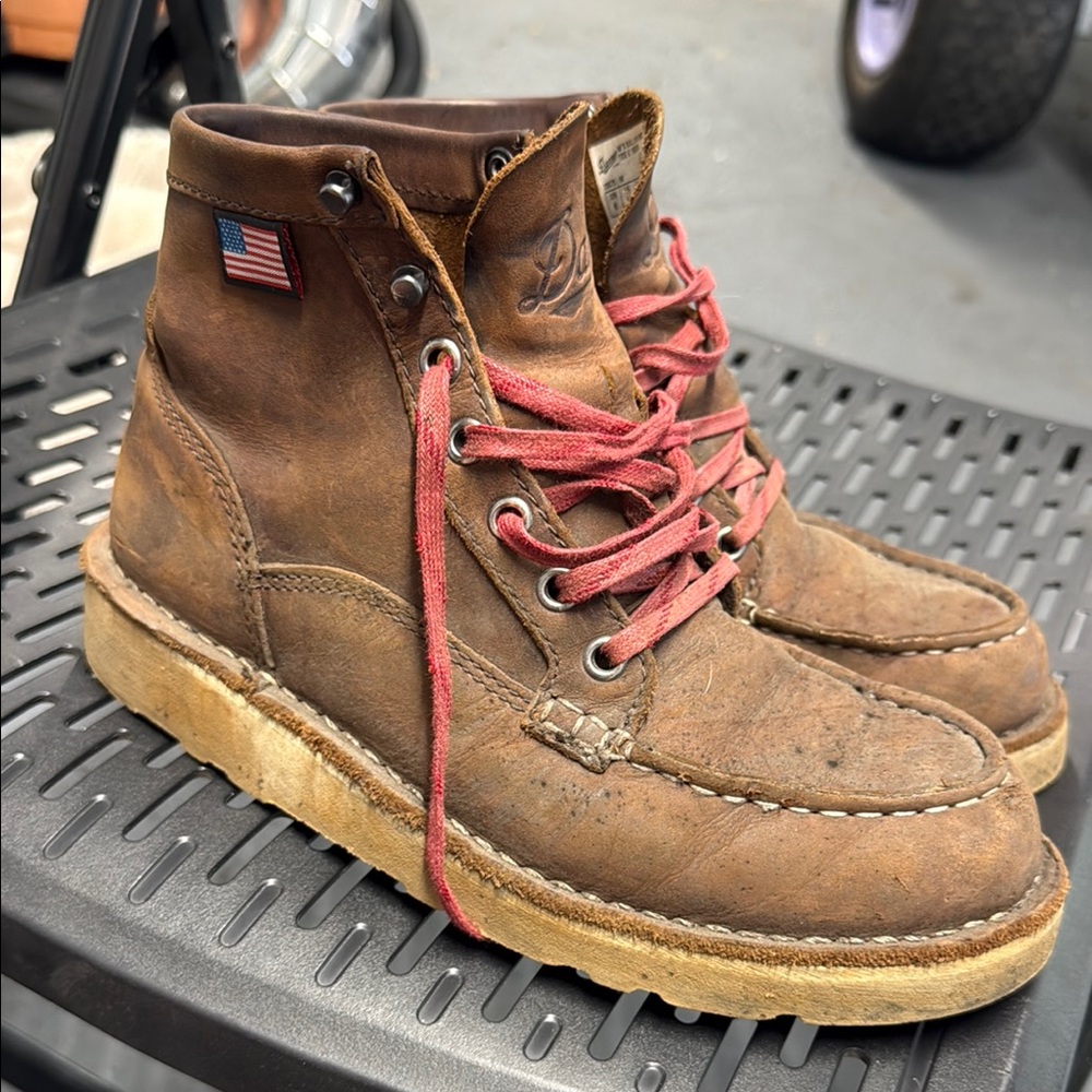 Danner Brown and Red Moc-Toe Boots